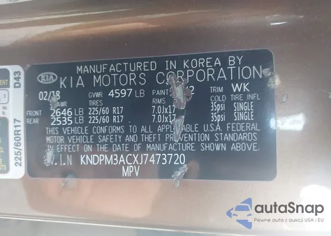 2018 Kia Sportage Lx from USA, damaged, VIN KNDPM3ACXJ7473720